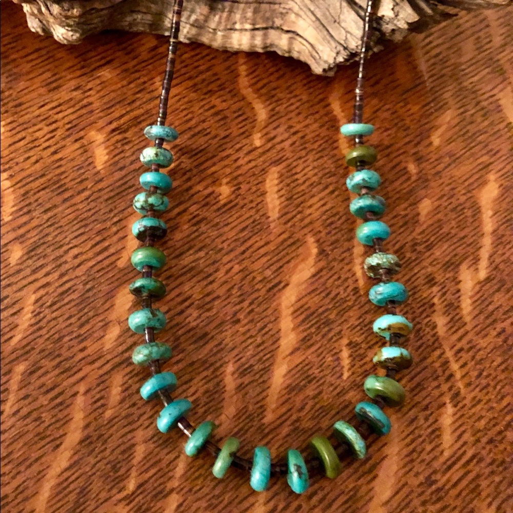 Turquoise and heishi necklace!
